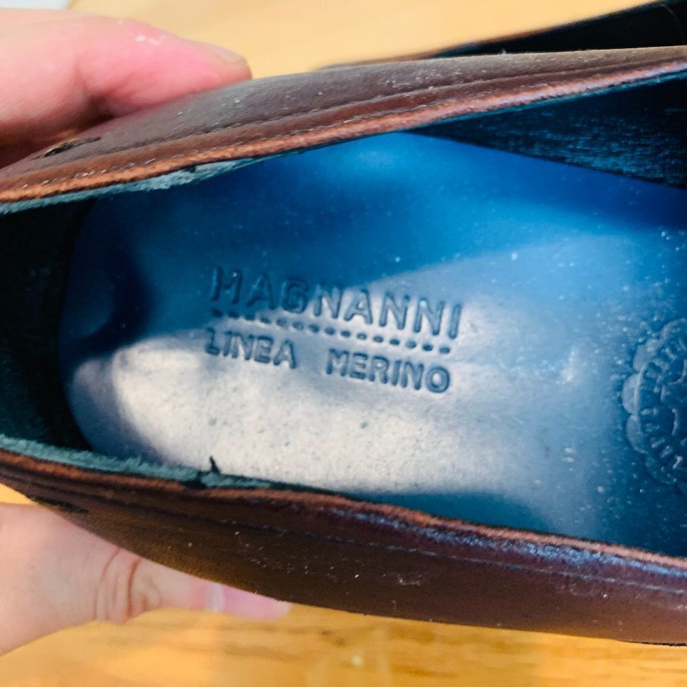 Magnanni Cognac Brown Leather Penny Loafers Size 9.5 M - Picture 13 of 16